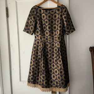 Boden gold and navy fancy dress